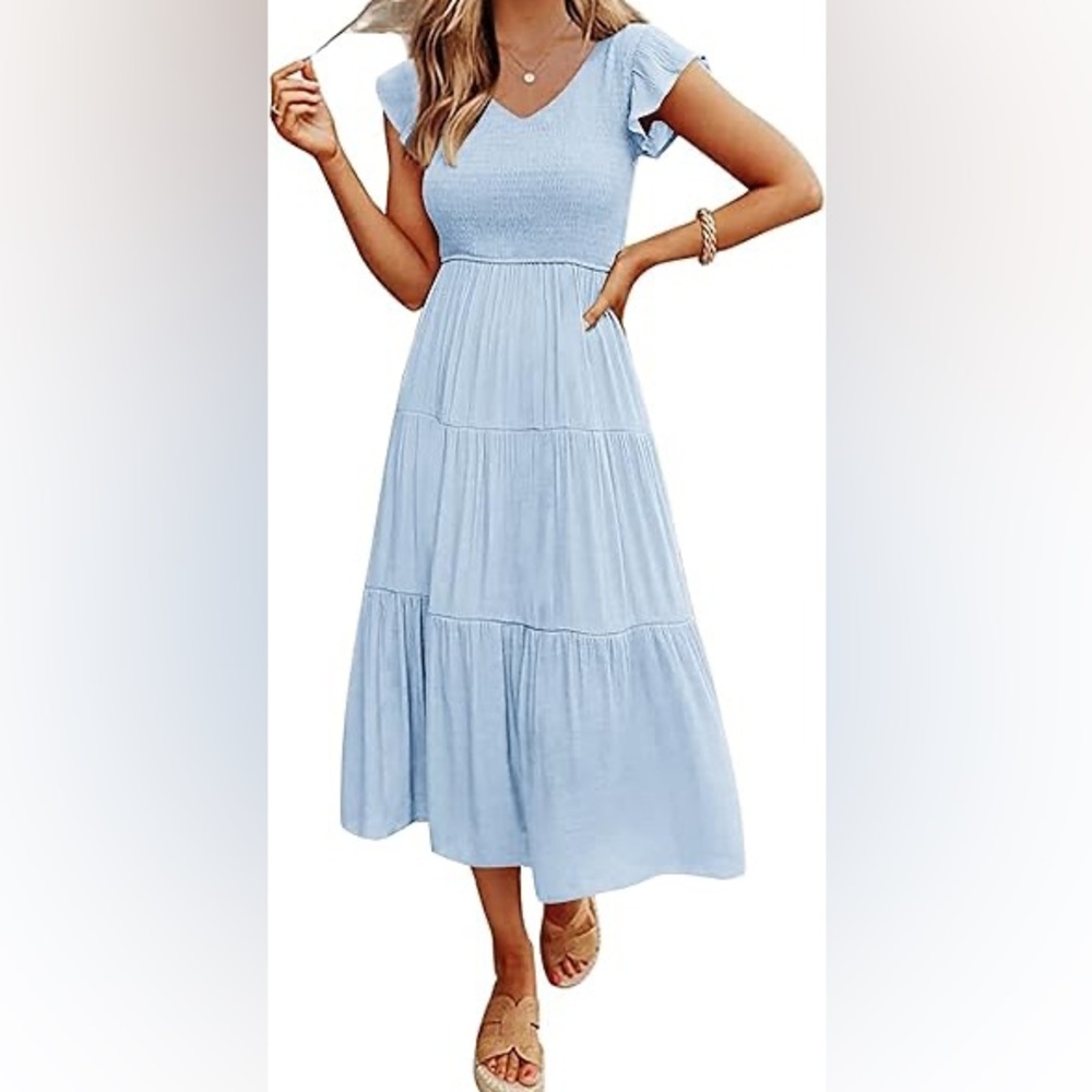 Blue Tiered Maxi dress